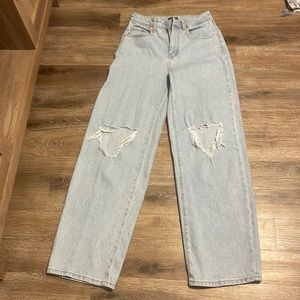 Wild fable high rise baggy jeans with holes in the knee size 00/24r